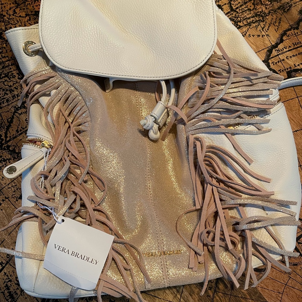 Brand New Leather Fringe Vera Bradley Backpack
